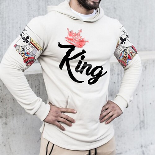 

Men's Pullover Hoodie Sweatshirt Pullover Graphic Letter Front Pocket Print Daily Holiday Going out Hot Stamping Casual Streetwear Hoodies Sweatshirts White