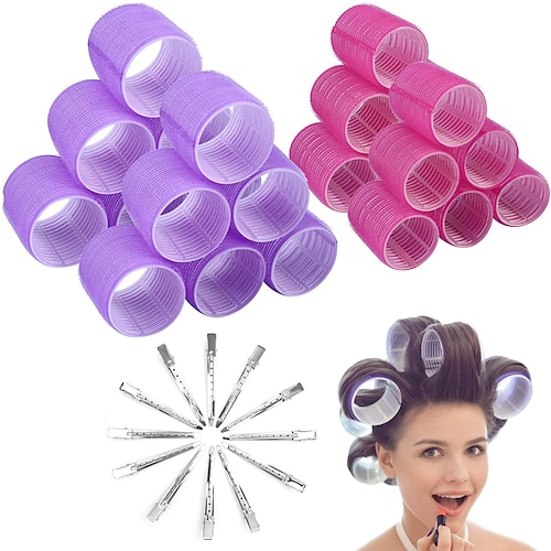 

Hair Curlers Rollers Cludoo 36 Pcs Jumbo Big Hair Roller Sets with Stainless Steel Duckbill Clip 2 Size Self Grip Hair Curlers Rollers for Long Medium Short Thick Fine Thin Hair Bangs Volume