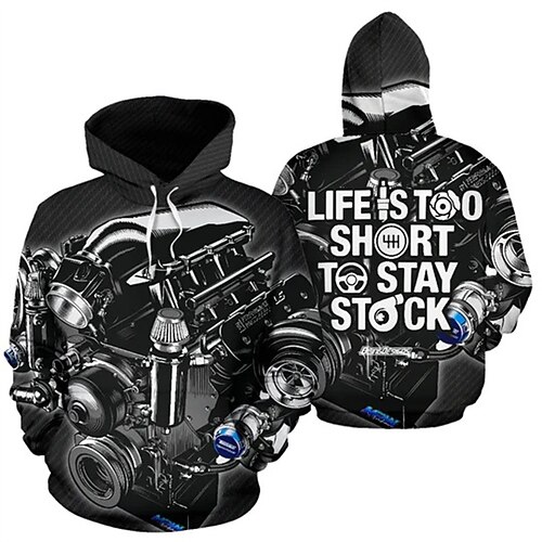 

Men's Unisex Hoodie Pullover Hoodie Sweatshirt Graphic Prints Machinery Print Hooded Daily Sports 3D Print Designer Casual Hoodies Sweatshirts Long Sleeve Black