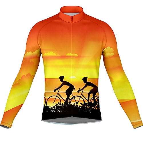 

21Grams Men's Cycling Jersey Long Sleeve Bike Top with 3 Rear Pockets Mountain Bike MTB Road Bike Cycling Breathable Quick Dry Moisture Wicking Reflective Strips Red Graphic Polyester Spandex Sports