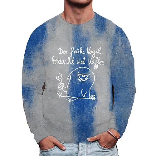 

Men's Unisex T shirt Tee 3D Print Cartoon Graphic Prints Letter Crew Neck Street Daily Print Long Sleeve Tops Designer Basic Casual Big and Tall Blue
