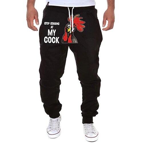 

Men's Sweatpants Joggers Trousers Drawstring Side Pockets Elastic Waist Animal Letter Graphic Prints Comfort Breathable Sports Outdoor Casual Daily Terry Streetwear Stylish Black Grey Micro-elastic