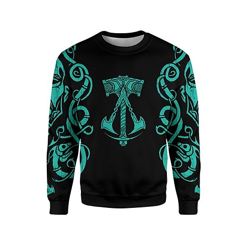 

Men's Unisex Sweatshirt Pullover Tribal Graphic Prints Print Daily Sports Holiday 3D Print Casual Streetwear Hoodies Sweatshirts Green