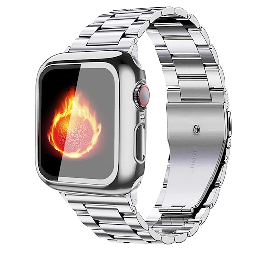 

Pulseira de Corrente Compatível com Pulseira Apple Watch 38mm 40mm 41mm 42mm 44mm 45mm 49mm com caixa Luxo Respirável Aço Inoxidável pulseira de substituição para iwatch Series Ultra 8 7 6 5 4 3 2 1