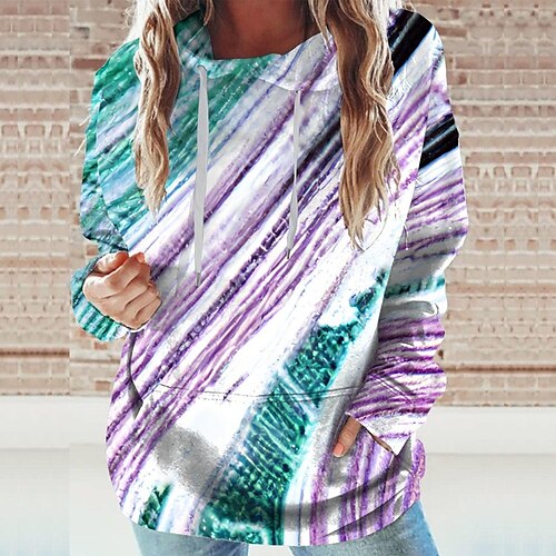 

Women's Hoodie Sweatshirt Green Graphic Sports Long Sleeve 3XL