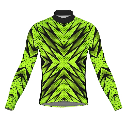 

21Grams Men's Cycling Jersey Long Sleeve Bike Top with 3 Rear Pockets Mountain Bike MTB Road Bike Cycling Breathable Quick Dry Moisture Wicking Reflective Strips Green Polyester Spandex Sports