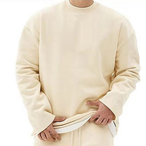 

Men's Sweatshirt Pullover Graphic Letter Print Daily Holiday Going out Hot Stamping Cotton Basic Streetwear Hoodies Sweatshirts Long Sleeve Light Khaki. White
