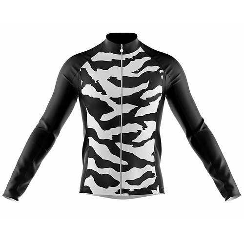 

Men's Cycling Jersey Long Sleeve Bike Jersey with 3 Rear Pockets Mountain Bike MTB Road Bike Cycling Cycling Breathable Ultraviolet Resistant Quick Dry Black White Polyester Sports Clothing Apparel