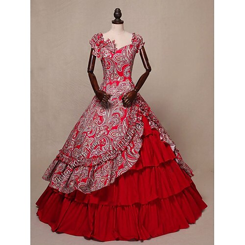 

Rococo Victoriens Robe de Soirée Robe vintage Costume de fête Bal Masqué Robe de bal Femme Costume Vintage Cosplay Soirée Halloween Carnaval Manche Courte Robe Mascarade