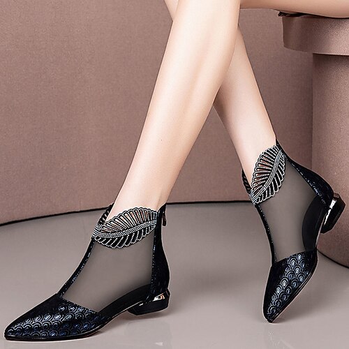 

Women's Boots Sandals Boots Summer Boots Booties Ankle Boots Low Heel Elegant Daily Mesh Zipper Fall Spring Black