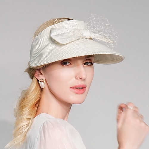 

Bohemian Beach Straw Headwear / Straw Hats with Satin Bowknot Casual / Holiday Headpiece/ Sun Protection