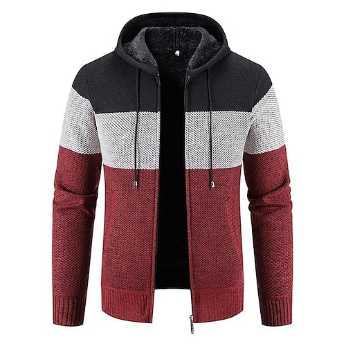 

Herren Pullover Strickjacke Pullover Hoodie Zip Pullover Reißverschluss Pullover Jacke Waffel Stricken Cropped Strick Feste Farbe Rundhalsausschnitt Basic Stilvoll Outdoor Täglich Bekleidung Winter