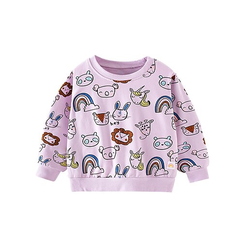 

Kids Girls' Sweatshirt Animal School Long Sleeve Crewneck Fashion Cotton 3-8 Years Winter Purple