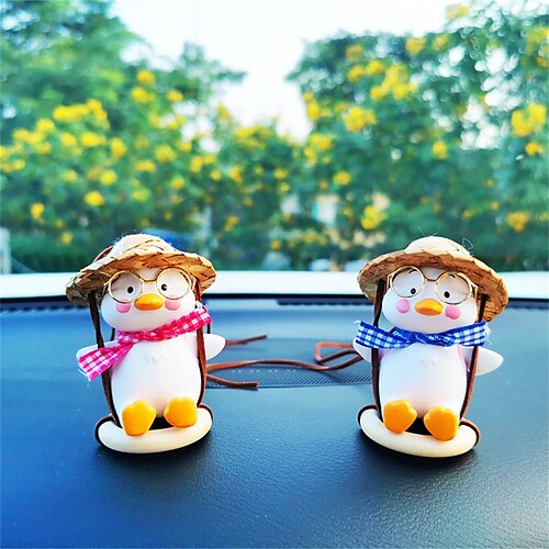 

Duck On Swing Car Pendant of Swing Duck Cute Car Decor Car Gift for Car Rear View Mirrior Hanging Accessories and Car Mirror Hanging Accessories