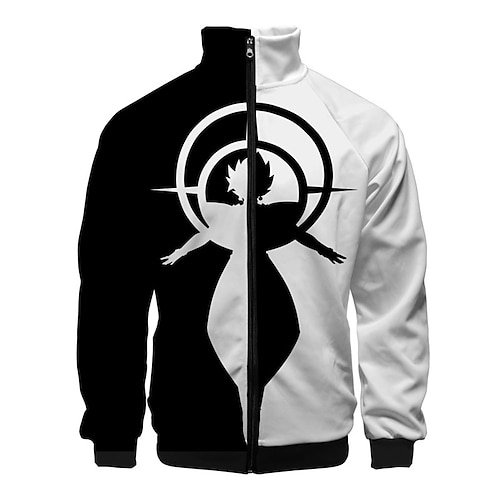 

Men's Unisex Zip Up Sweatshirt Jacket Color Block Graphic Prints Zipper Print Sports Outdoor Daily Sports 3D Print Designer Casual Hoodies Sweatshirts Black And White