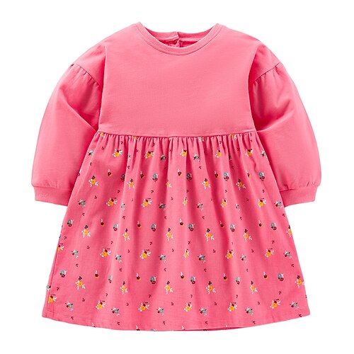 

Kids Little Girls' Dress Cartoon A Line Dress Daily Vacation Pink Yellow Long Sleeve Beautiful Cute Dresses Fall Winter Regular Fit 2-8 Years