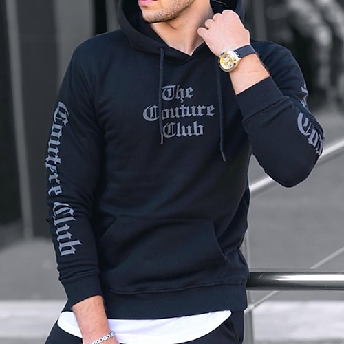 

Men's Hoodie Pullover Hooded Graphic Letter Front Pocket Daily Holiday Going out Hot Stamping Streetwear Casual Hoodies Sweatshirts Long Sleeve Light Khaki. Green