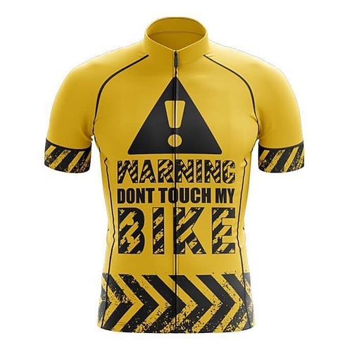 

21Grams Men's Cycling Jersey Short Sleeve Bike Top with 3 Rear Pockets Mountain Bike MTB Road Bike Cycling Breathable Quick Dry Moisture Wicking Reflective Strips Black Yellow Graphic Polyester