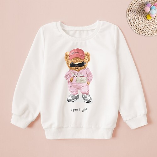 

Kids Girls' Sweatshirt Letter Daily Long Sleeve Crewneck Neutral 3-8 Years Fall White