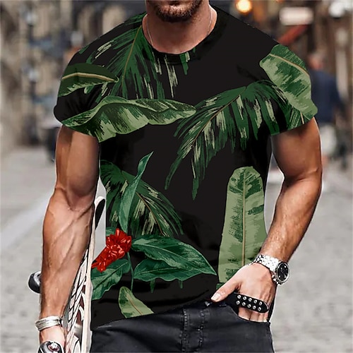 

Men's Unisex T shirt Tee Plants Graphic Prints Crew Neck Black Short Sleeve 3D Print Outdoor Street Print Tops Sports Designer Casual Big and Tall / Summer / Summer