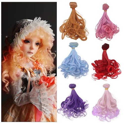 

Curly Heat Resistant Doll Hair Wefts for DIY 1/3 1/4 1/6 BJD SD Doll Wigs rerooting Doll Hair kitDoll Hair wefts Craft Wool Hair Doll Hair rerooting Doll Hair Wig