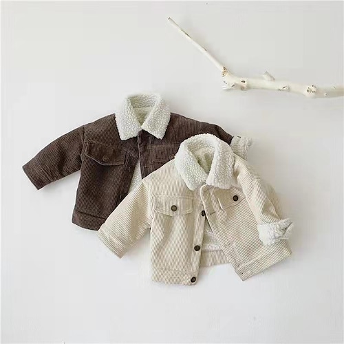 

Kids Unisex Coat Outerwear Plain Coat School Active Brown Beige Winter Fall 2-6 Years