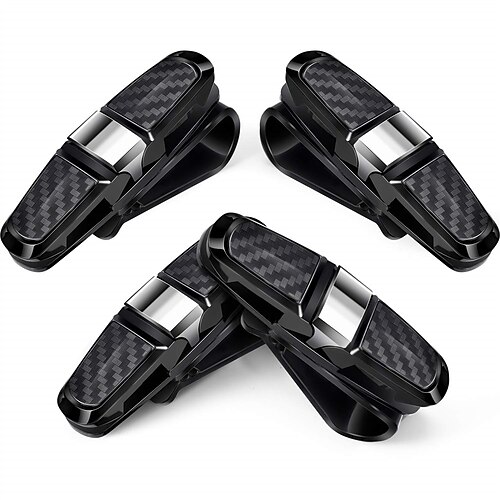 

4 Pieces Glasses Holders for Car Sun Visor Sunglasses Holder Clip Hanger Eyeglasses Mount Double-Ends Clip 180 Degree Rotational Car Glasses Holder