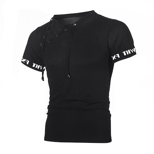 

Men's T shirt Tee Hot Stamping Graphic Patterned Letter Crew Neck Street Daily Lace up Print Short Sleeve Tops Designer Casual Fashion Comfortable Black / Summer / Sports / Summer