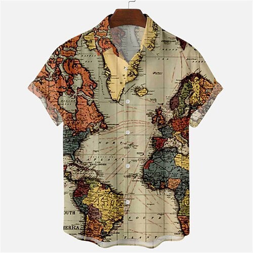 

Men's Shirt 3D Print Rudder Turndown Street Casual Button-Down Print Short Sleeves Tops Designer Casual Fashion Breathable Green Blue Khaki / Summer