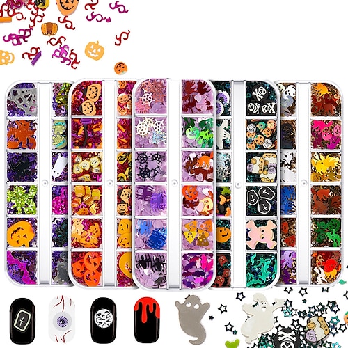 

Halloween Nail Art Soft Pottery Sequins Makeup Nail Art Sequins Ornaments Pumpkin Witch Ghost Skull Glitter Powder