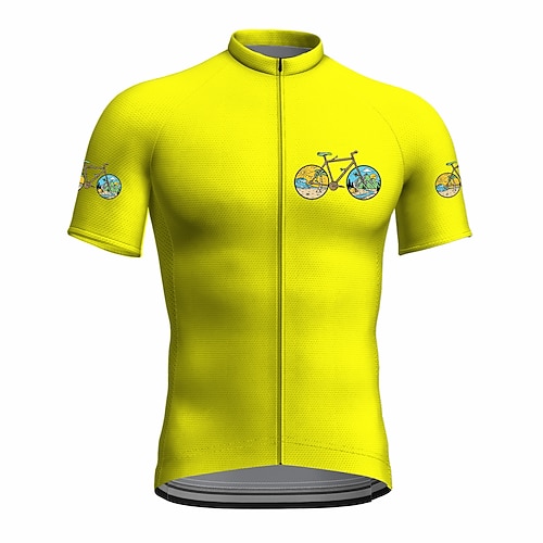 

21Grams Men's Cycling Jersey Short Sleeve Bike Top with 3 Rear Pockets Mountain Bike MTB Road Bike Cycling Breathable Quick Dry Moisture Wicking Reflective Strips White Black Green Graphic Polyester