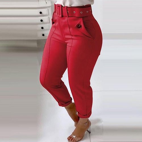 

Femme Pantalon Mélange de Coton Rose Claire Rouge Grise Mode Casual Fin de semaine Poches latérales Toute la longueur Confort Plein S M L XL 2XL