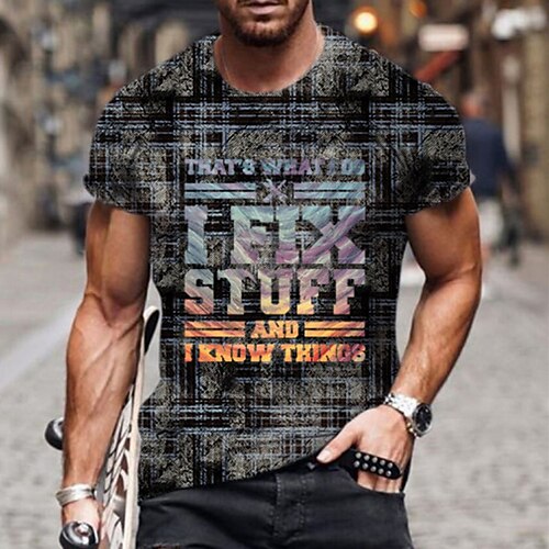 

Men's Unisex T shirt Tee 3D Print Graphic Prints Letter Crew Neck Street Daily Print Short Sleeve Tops Designer Casual Big and Tall Sports Black / Summer