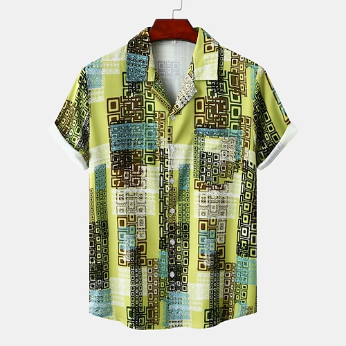 

Men's Shirt Graphic Turndown Casual Daily Short Sleeve Tops Tropical Green