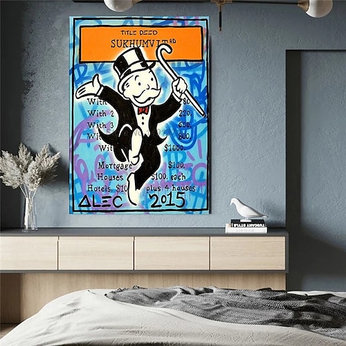 

Handmade Hand Painted Abstract Alec Monopoly Painting Oil Painting Wall Street Art Modern Home Decoration Decor Rolled Canvas No Frame Unstretched