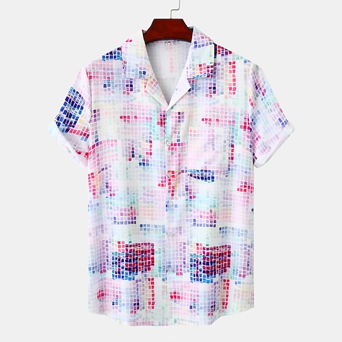 

Men's Shirt Graphic Turndown Rainbow Short Sleeve Casual Daily Tops Tropical