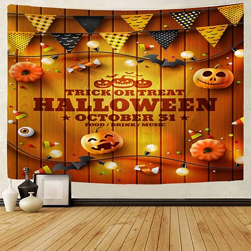 

Fun Halloween Party Jack-o-lantern Tapestries Art Deco Blankets Curtains Hanging Home Bedroom Living Room Decor