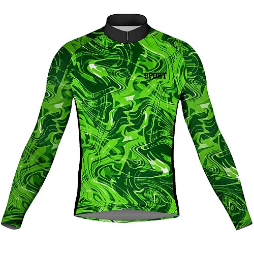 

21Grams Men's Cycling Jersey Long Sleeve Bike Top with 3 Rear Pockets Mountain Bike MTB Road Bike Cycling Breathable Quick Dry Moisture Wicking Reflective Strips Green Graphic Polyester Spandex Sports