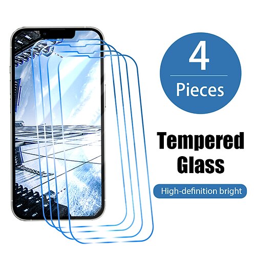 

[4 Pack] Phone Screen Protector For Apple iPhone 13 Pro Max 12 11 SE 2022 X XR XS Max 8 7 Front Screen Protector Tempered Glass High Definition (HD) 9H Hardness 3D Touch Compatible Phone Accessory