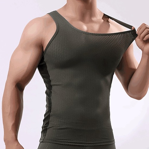 

Men's Gym Tank Top Singlet Mesh Patchwork Sleeveless Base Layer Athletic Spandex Breathable Quick Dry Moisture Wicking Gym Workout Running Active Training Sportswear Activewear Color Block Green Blue