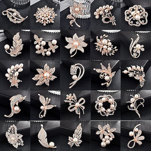 

fashion silk scarf buckle anti-glare alloy high-end korean version diamond-encrusted pearl brooch rhinestone clothing accessories pin brooch wholesale