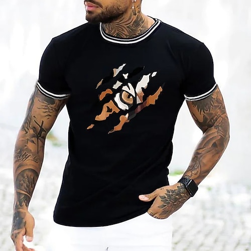 

Men's Unisex T shirt Tee Hot Stamping Graphic Prints Tiger Crew Neck Street Daily Print Short Sleeve Tops Designer Casual Big and Tall Sports Black / Summer / Summer