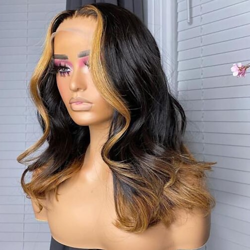 

Remy Human Hair 13x4 Lace Front Wig Free Part Brazilian Hair Body Wave Multi-color Wig 130% 150% Density with Baby Hair Highlighted / Balayage Hair Glueless With Bleached Knots Pre-Plucked For Women