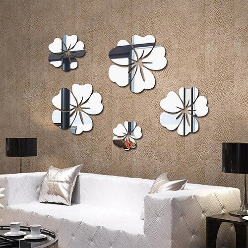 

3D Mirror Wall Sticker Home Decor Flower Decorations DIY Mirror Sticker Mural Removable Living-Room Decal Art Ornaments