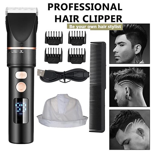 

Electric Hair Clipper Rechargeable Hair Trimmer Titanium Ceramic Blade Salon Men Hair Cutting Barber Machine LCD Display