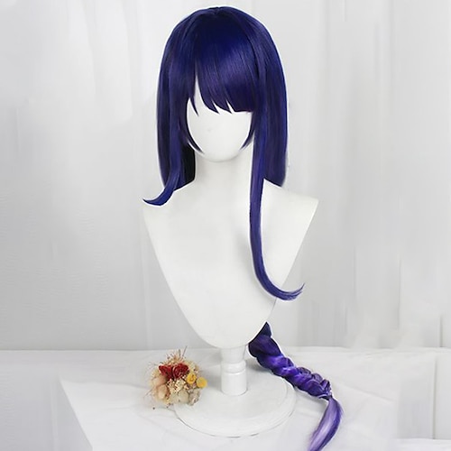

Genshin Impact Cosplay Cosplay Wigs Women's Asymmetrical Braid With Bangs 39.37-43.3 inch Heat Resistant Fiber Natural Straight Blue Teen Adults' Anime Wig