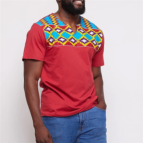 

Men's Unisex T shirt Tee 3D Print Graphic Patterned Geometric V Neck Street Daily Print Short Sleeve Tops Designer Casual Big and Tall Sports Red / Summer / Summer