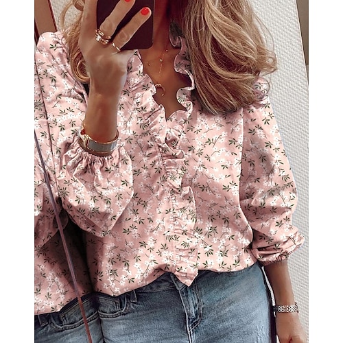 

2022 amazon wish aliexpress ebay spring and summer european and american new long-sleeved ruffled shirts women's shirts