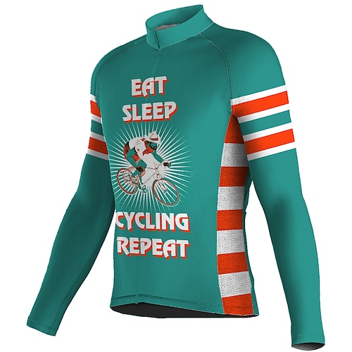 

21Grams Men's Cycling Jersey Long Sleeve Bike Top with 3 Rear Pockets Mountain Bike MTB Road Bike Cycling Breathable Quick Dry Moisture Wicking Reflective Strips Green Graphic Polyester Spandex Sports