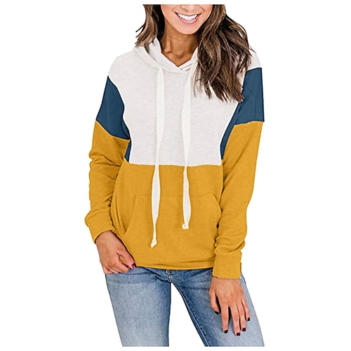 

Women's Pullover Hoodie Sweatshirt Color Block Front Pocket Daily Weekend Streetwear Casual Hoodies Sweatshirts Green Pink